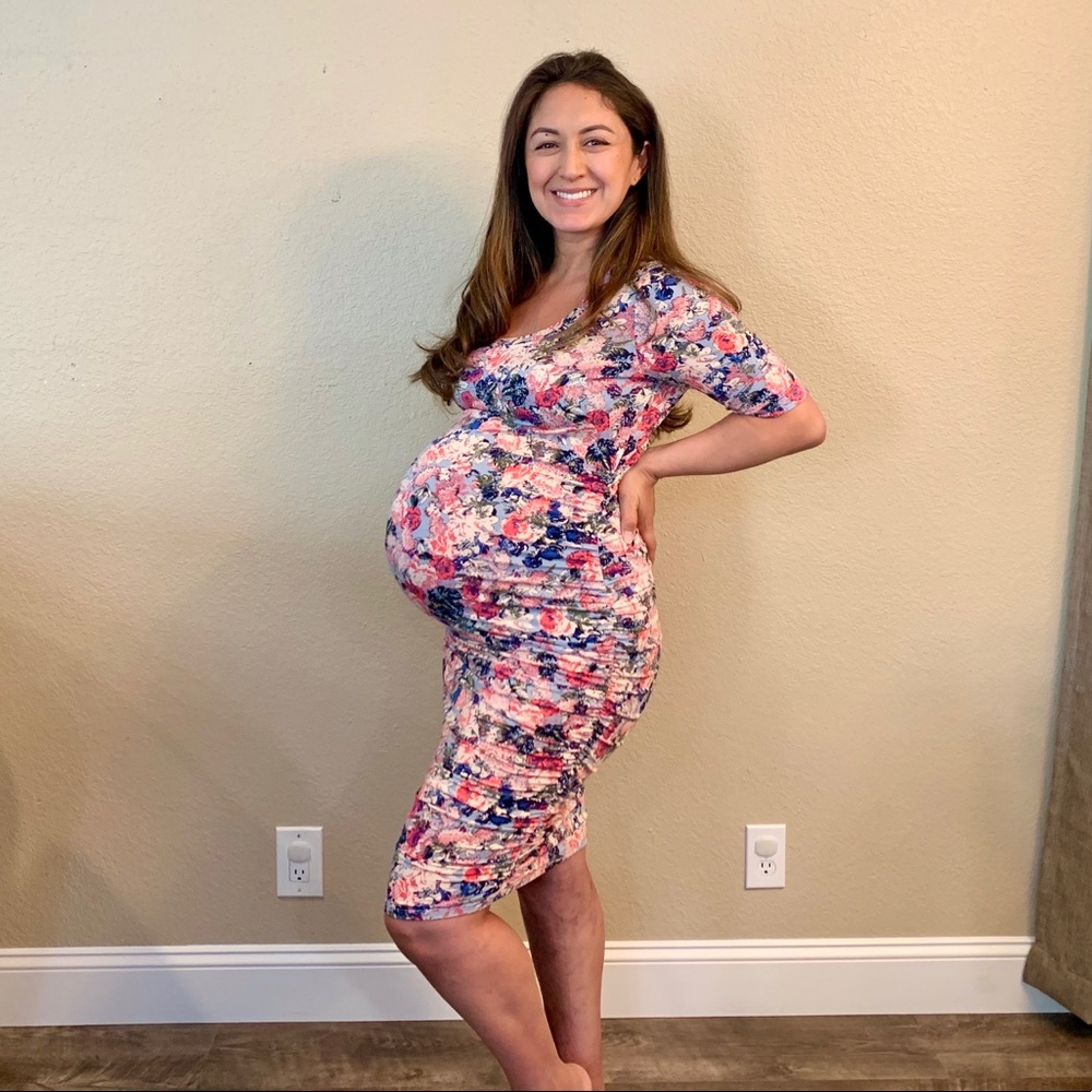 Motherhood maternity floral knee length dress